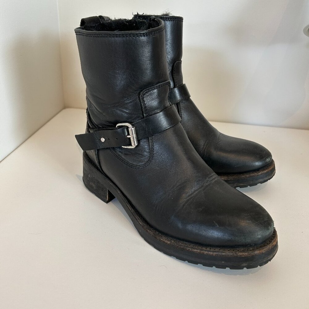 All Saints Leather faux fur lined boots
